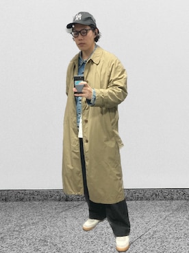 「CELINE（セリーヌ）のアイテム（ステンカラーコート）」を使った、ぱぐ さん（メンズ・174cm）の冬コーディネート