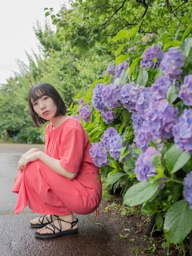 「古着女子」｜「アイテム（ワンピース/ドレス）」を使った、hinaさん（レディース・159cm）の夏コーディネート