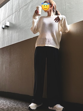 「肌見せ」｜「アイテム（スラックス）」を使った、ちゃんさん（レディース・158cm）の秋コーディネート