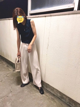 「HANES（ヘインズ）の【WEB限定】Hanes(ヘインズ) 2PスリーブレスTシャツ（Tシャツ/カットソー）」を使った、ちゃんさん（レディース・158cm）の夏コーディネート