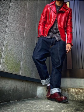 「アイテム（ブーツ）」を使った、yochioさん（メンズ・167cm）の秋コーディネート