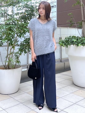 「ROPE' PICNIC（ロペピクニック）のキルティングベロアミニショルダーバッグ（ショルダーバッグ）」を使った、wanchanさん（レディース・160cm）の夏コーディネート
