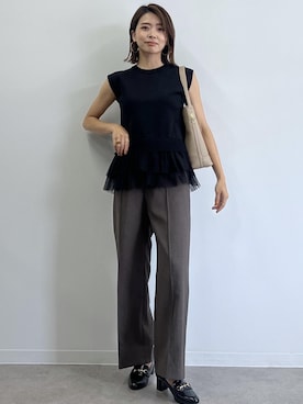 「ノースリーブニット」｜wanchanさん（レディース・160cm）の夏コーディネート