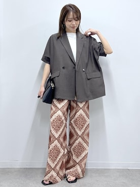 「ROPE' PICNIC（ロペピクニック）のフラットワンショルダーバッグ（ショルダーバッグ、ブラック系）」を使った、wanchanさん（レディース・160cm）の春コーディネート