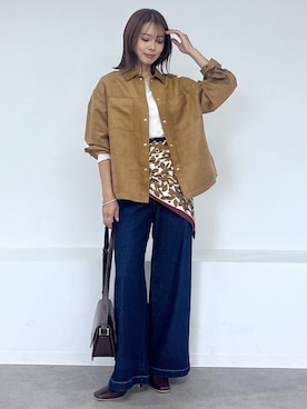 「ROPE' PICNIC（ロペピクニック）のアイテム（バンダナ/スカーフ）」を使った、wanchanさん（レディース・160cm）の秋コーディネート