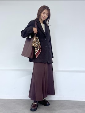 「ROPE' PICNIC（ロペピクニック）のフィブリルマーメイドフレアスカート（スカート）」を使った、wanchanさん（レディース・160cm）の秋コーディネート