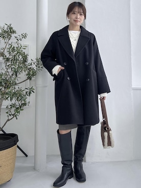 「アイテム（ピーコート）」を使った、wanchanさん（レディース・160cm）の冬コーディネート