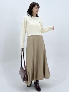 「ROPE' PICNIC（ロペピクニック）のフィブリルマーメイドフレアスカート（スカート）」を使った、wanchanさん（レディース・160cm）の秋コーディネート