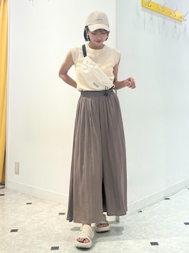 「ロング」｜「アイテム（帽子）」を使った、wanchanさん（レディース・160cm）の夏コーディネート