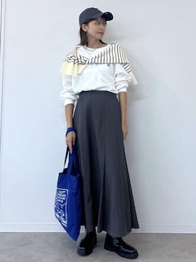 「ROPE' PICNIC（ロペピクニック）のフィブリルマーメイドフレアスカート（スカート）」を使った、wanchanさん（レディース・160cm）の秋コーディネート