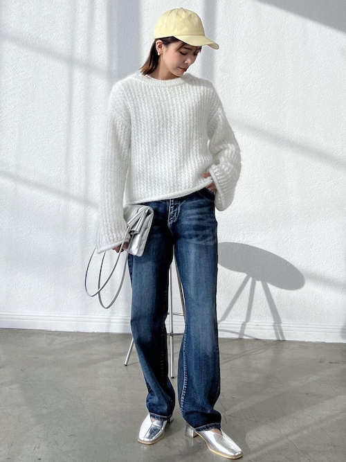 emur/エミュール】フェザーラメメッシュ編みニット（ニット/セーター