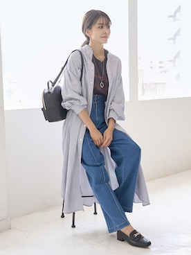 「ROPE' PICNIC（ロペピクニック）のアイテム（シャツワンピース）」を使った、wanchanさん（レディース・160cm）の夏コーディネート