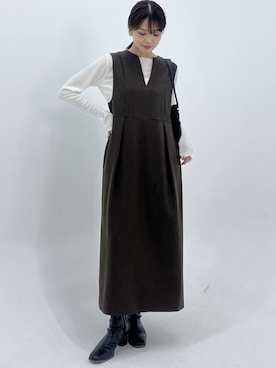 「アイテム（ジャンパースカート）」を使った、wanchanさん（レディース・160cm）の秋コーディネート