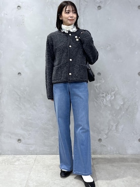 「ニットカーディガン」｜「アイテム（財布/小物）」を使った、wanchanさん（レディース・160cm）の秋コーディネート