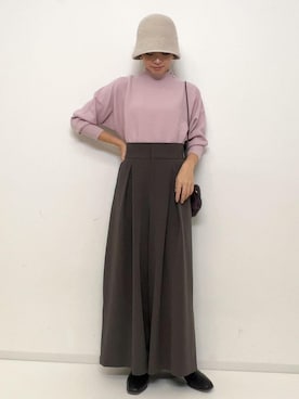「チャコール」｜「アイテム（ハット）」を使った、wanchanさん（レディース・160cm）の秋コーディネート
