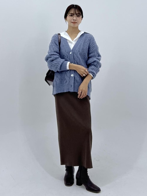 ゆるケーブル編みVネックニットカーディガン（カーディガン/ボレロ