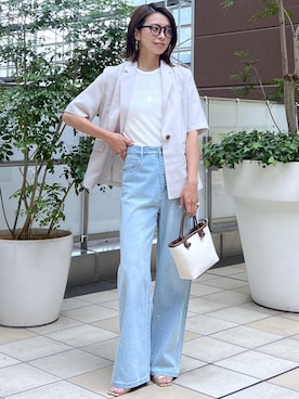 「半袖ジャケット」｜「アイテム（ジャケット/アウター）」を使った、wanchanさん（レディース・160cm）の夏コーディネート