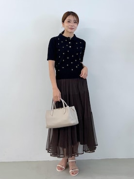 「半袖ニット」｜wanchanさん（レディース・160cm）の夏コーディネート