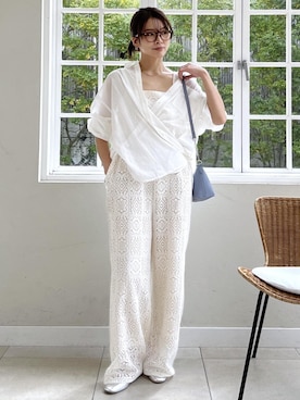 「ROPE' PICNIC（ロペピクニック）のme fit BAG ワンショルダートート＆ミニショルダーバッグ/2点セット・A4対応（ショルダーバッグ、グレー系）」を使った、wanchanさん（レディース・160cm）の春コーディネート