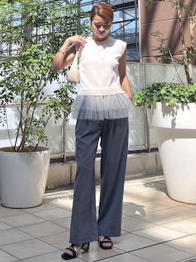 「ノースリーブニット」｜wanchanさん（レディース・160cm）の秋コーディネート