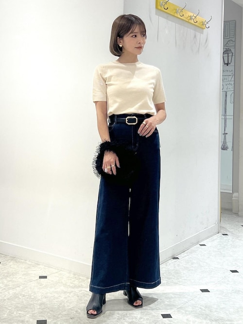 RibハーフスリーブOP RANAN（ラナン） ワンピース 「全骨格細見え」アシメネックハーフ