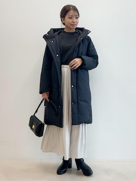 「ラメニット」｜「アイテム（ダウンジャケット/コート）」を使った、wanchanさん（レディース・160cm）の冬コーディネート