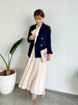 「ボウタイ」｜「アイテム（ジャケット/アウター）」を使った、wanchanさん（レディース・160cm）の春コーディネート