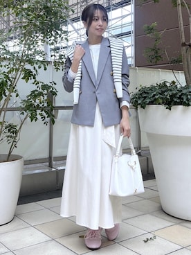 「VIS（ビス）の【累計4万点突破】【2WAY】ハートカットバッグ/追加（ショルダーバッグ、ホワイト系）」を使った、wanchanさん（レディース・160cm）の春コーディネート