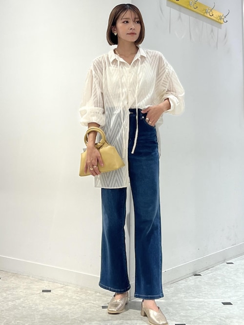 セール】羽織りも前後2WAYシアー柄リボンブラウス（シャツ/ブラウス