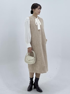 「アイテム（ジャンパースカート）」を使った、wanchanさん（レディース・160cm）の秋コーディネート