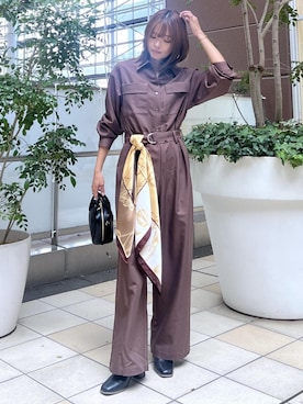 「アイテム（つなぎ/オールインワン）」を使った、wanchanさん（レディース・160cm）の秋コーディネート