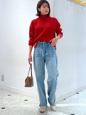 「リブニット」｜「アイテム（ローファー）」を使った、wanchanさん（レディース・160cm）の秋コーディネート