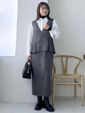 「アイテム（ジャンパースカート）」を使った、wanchanさん（レディース・160cm）の冬コーディネート