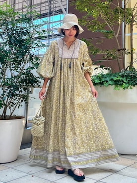 「マキシ」｜「アイテム（帽子）」を使った、wanchanさん（レディース・160cm）の夏コーディネート