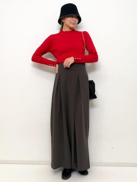 「チャコール」｜「アイテム（ハット）」を使った、wanchanさん（レディース・160cm）の秋コーディネート