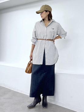 「ロングシャツ」｜wanchanさん（レディース・160cm）の秋コーディネート