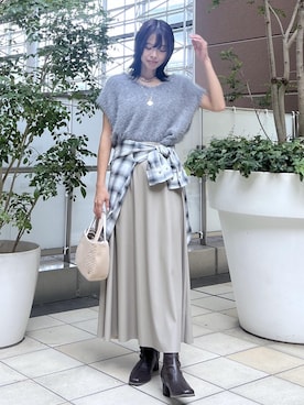 「ROPE' PICNIC（ロペピクニック）のキルティングベロアミニショルダーバッグ（ショルダーバッグ）」を使った、wanchanさん（レディース・160cm）の秋コーディネート