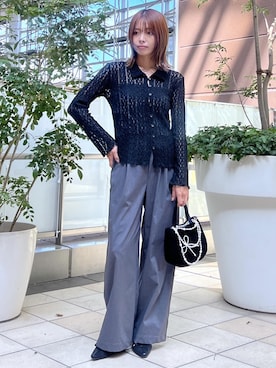 「ROPE' PICNIC（ロペピクニック）のキルティングベロアミニショルダーバッグ（ショルダーバッグ）」を使った、wanchanさん（レディース・160cm）の秋コーディネート