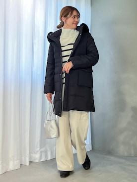 「タートルネック」｜「アイテム（カーゴパンツ）」を使った、wanchanさん（レディース・160cm）の冬コーディネート