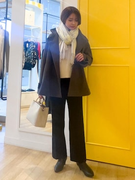 「チャコール」｜「アイテム（ステンカラーコート）」を使った、wanchanさん（レディース・160cm）の冬コーディネート