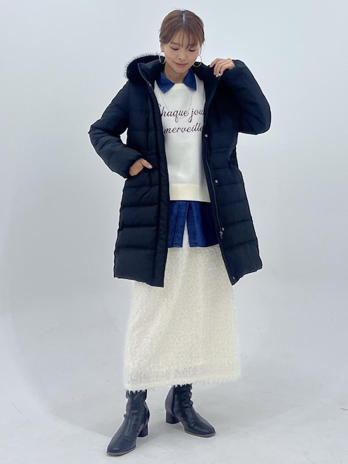 セール】【GREEN DOWN/グリーンダウン】ファー付きダウンロングコート