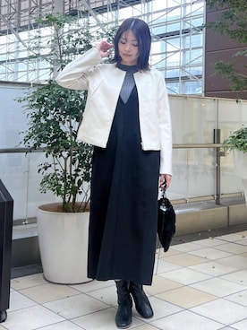 「アイテム（ノーカラージャケット）」を使った、wanchanさん（レディース・160cm）の秋コーディネート