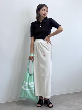 「アイテム（ポロシャツ）」を使った、wanchanさん（レディース・160cm）の夏コーディネート
