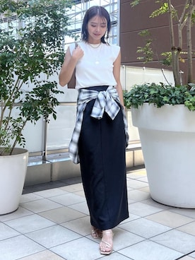 「ノースリーブニット」｜wanchanさん（レディース・160cm）の夏コーディネート