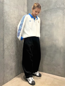 「アイテム（ポロシャツ）」を使った、SRさん（レディース・155cm）の秋コーディネート