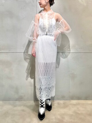 トップス PAMEO POSE TULLE RUFFLE GATHER SHIRT PAMEO POSE（パメオポーズ）の「Tulle Ruffle Gather Shirt