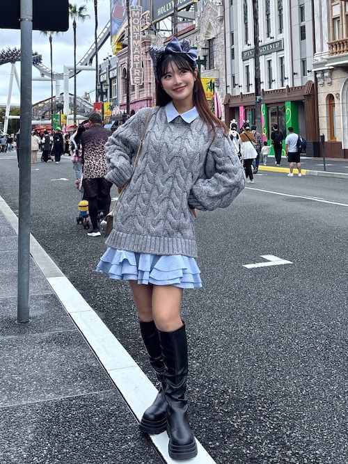 フリルレイヤードケーブルニット（ニット/セーター）｜Olu