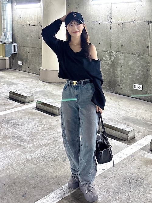 セール】ショルダーカットワッフルトップス（Tシャツ/カットソー