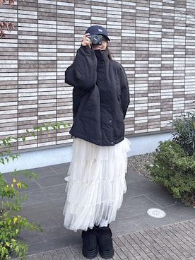 「アイテム（ナイロンジャケット）」を使った、𝘴𝘩𝘰𝘤𝘩𝘢𝘯さん（レディース・159cm・20代）の冬コーディネート