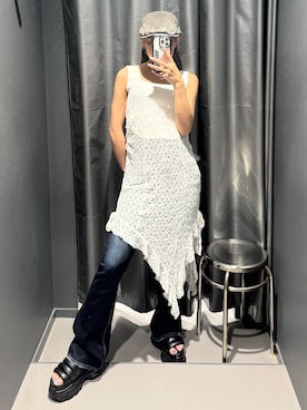 「EMODA」｜「アイテム（ワンピース/ドレス）」を使った、小宮山真代さん（レディース・156cm）の夏コーディネート
